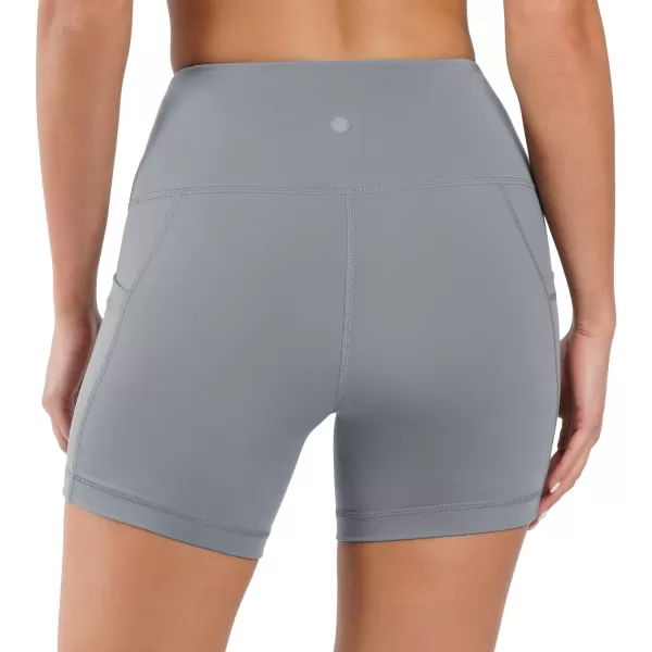 Yogalicious High Waist Squat Proof Side Pocket Biker Shorts  35 5 7 9Sleet 5