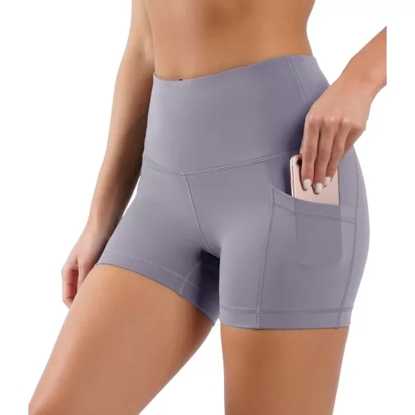 Yogalicious High Waist Squat Proof Side Pocket Biker Shorts  35 5 7 9Sugar Plum 35