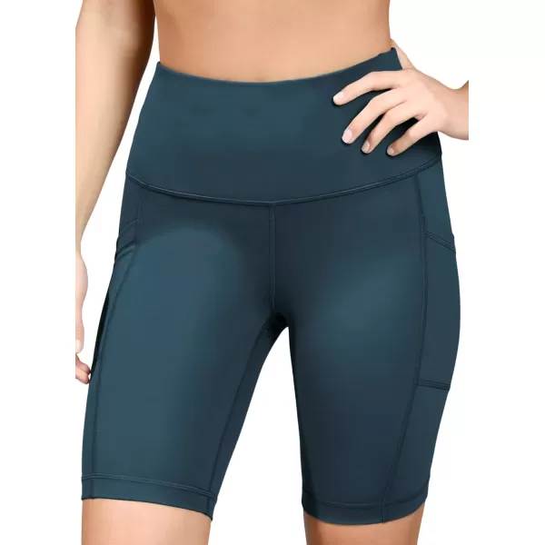 Yogalicious High Waist Squat Proof Side Pocket Biker Shorts  35 5 7 9Tucson Teal 9