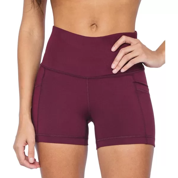 Yogalicious High Waist Squat Proof Side Pocket Biker Shorts  35 5 7 9Windsor Wine 35