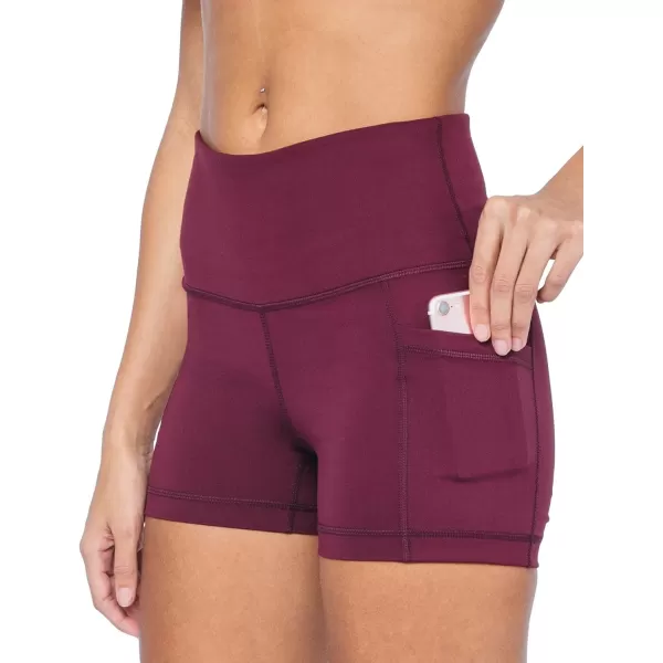 Yogalicious High Waist Squat Proof Side Pocket Biker Shorts  35 5 7 9Windsor Wine 35