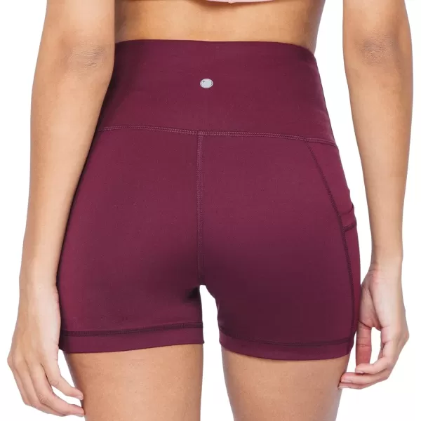 Yogalicious High Waist Squat Proof Side Pocket Biker Shorts  35 5 7 9Windsor Wine 35