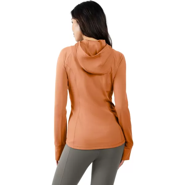 Yogalicious Lightweight FullZip Hooded Workout Jacket with ThumbholesAmber Brown