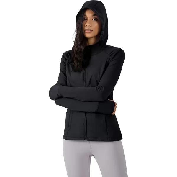 Yogalicious Lightweight FullZip Hooded Workout Jacket with ThumbholesBlack