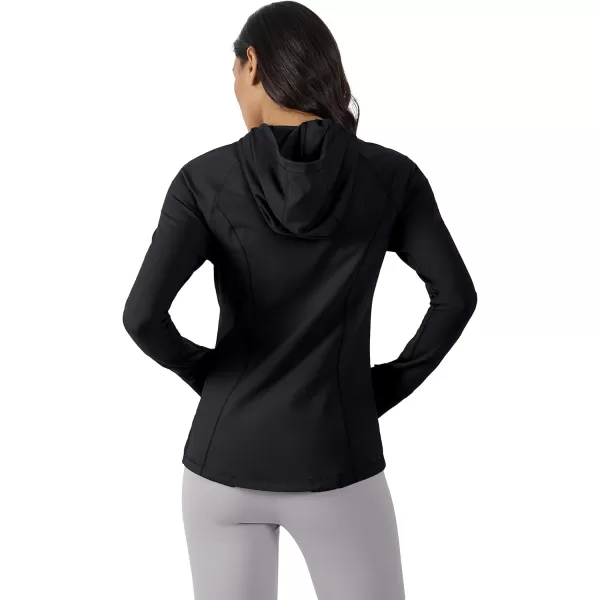 Yogalicious Lightweight FullZip Hooded Workout Jacket with ThumbholesBlack