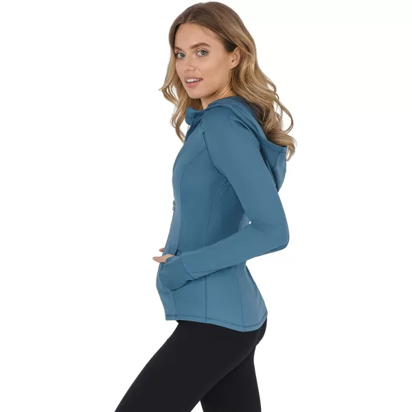 Yogalicious Lightweight FullZip Hooded Workout Jacket with ThumbholesBlue Fusion