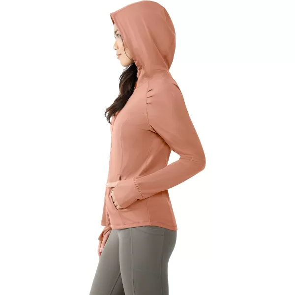 Yogalicious Lightweight FullZip Hooded Workout Jacket with ThumbholesCedarwood