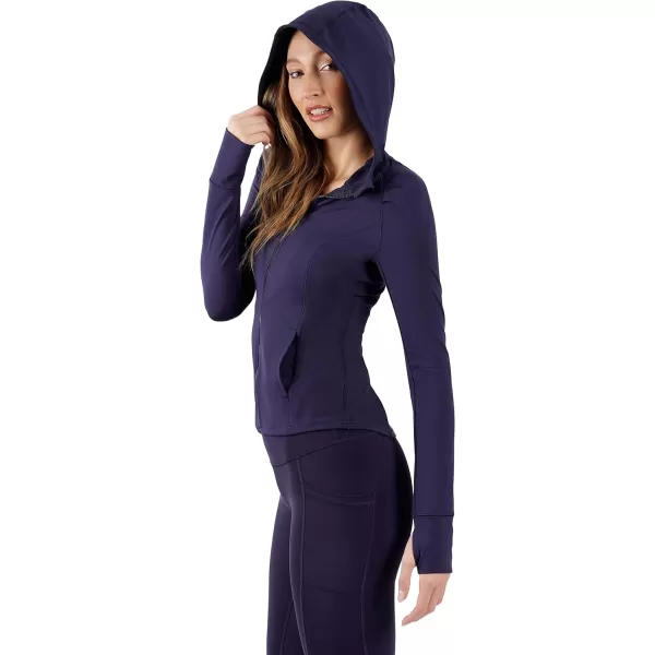 Yogalicious Lightweight FullZip Hooded Workout Jacket with ThumbholesDark Navy