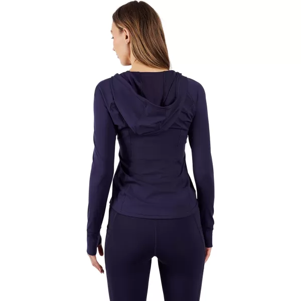 Yogalicious Lightweight FullZip Hooded Workout Jacket with ThumbholesDark Navy