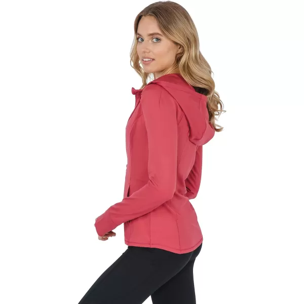 Yogalicious Lightweight FullZip Hooded Workout Jacket with ThumbholesEarth Red