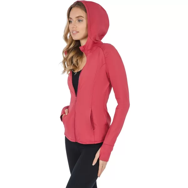 Yogalicious Lightweight FullZip Hooded Workout Jacket with ThumbholesEarth Red