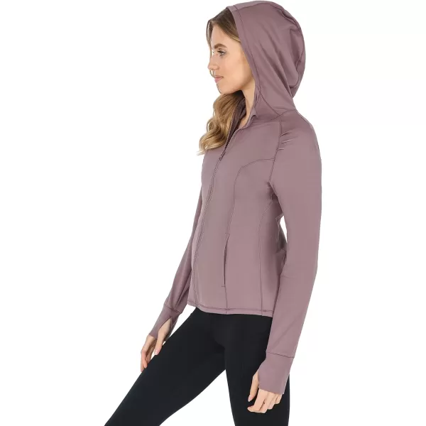 Yogalicious Lightweight FullZip Hooded Workout Jacket with ThumbholesMocha