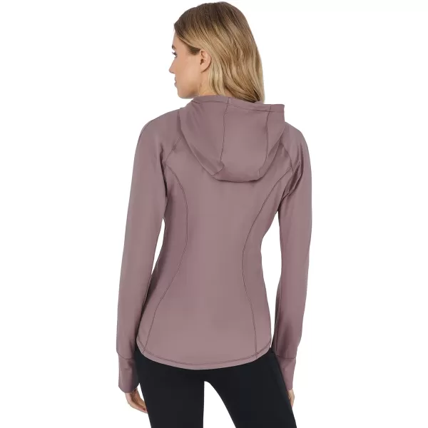 Yogalicious Lightweight FullZip Hooded Workout Jacket with ThumbholesMocha