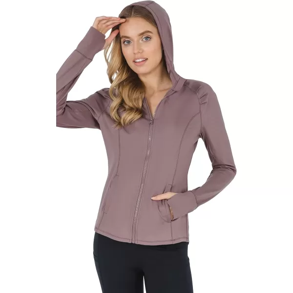 Yogalicious Lightweight FullZip Hooded Workout Jacket with ThumbholesMocha