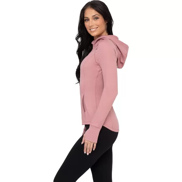 Yogalicious Lightweight FullZip Hooded Workout Jacket with ThumbholesNostalgia Rose