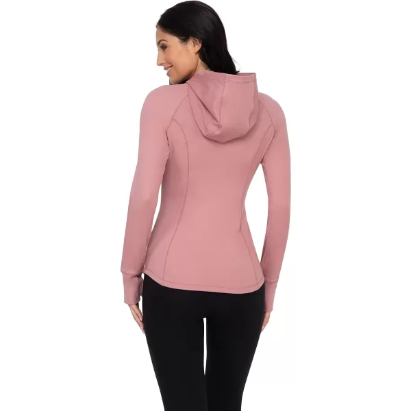 Yogalicious Lightweight FullZip Hooded Workout Jacket with ThumbholesNostalgia Rose