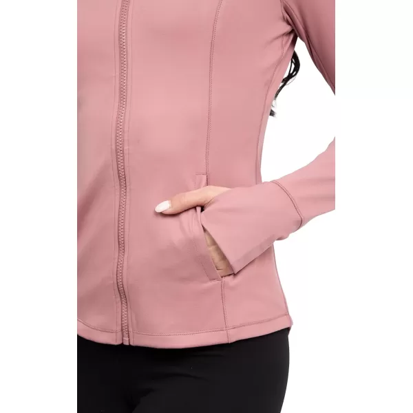 Yogalicious Lightweight FullZip Hooded Workout Jacket with ThumbholesNostalgia Rose