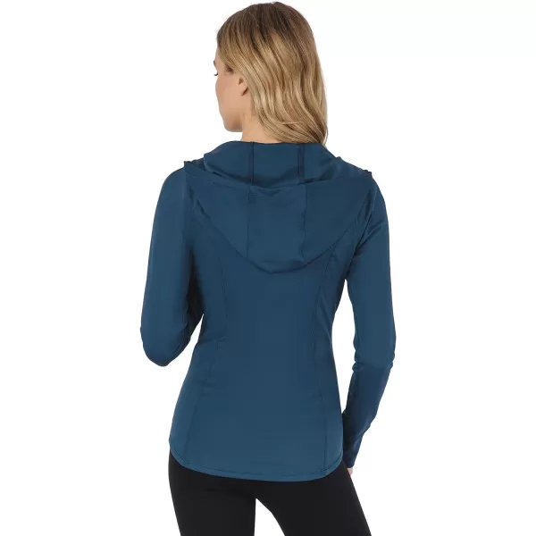 Yogalicious Lightweight FullZip Hooded Workout Jacket with ThumbholesOcean Silk