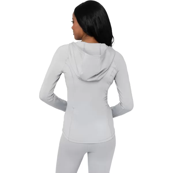 Yogalicious Lightweight FullZip Hooded Workout Jacket with ThumbholesSleet