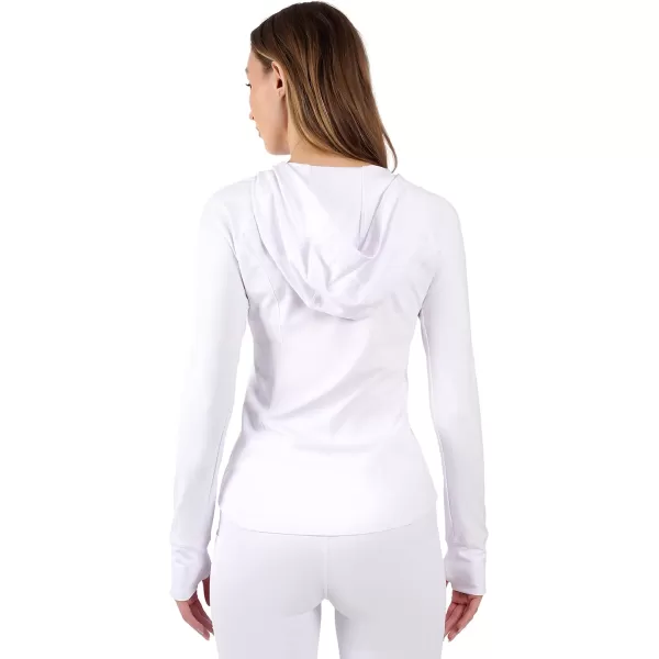 Yogalicious Lightweight FullZip Hooded Workout Jacket with ThumbholesWhite