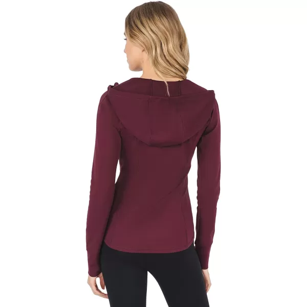 Yogalicious Lightweight FullZip Hooded Workout Jacket with ThumbholesWindsor Wine