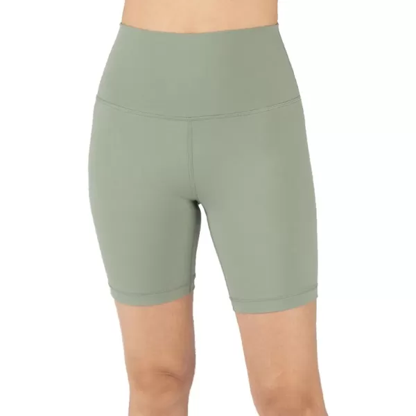 Yogalicious Lux High Waist Squat Proof Biker Short  2 Pack 5 7Green MilieuBlack 7 Elastic Free