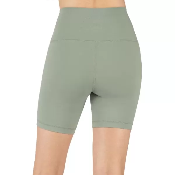 Yogalicious Lux High Waist Squat Proof Biker Short  2 Pack 5 7Green MilieuBlack 7 Elastic Free