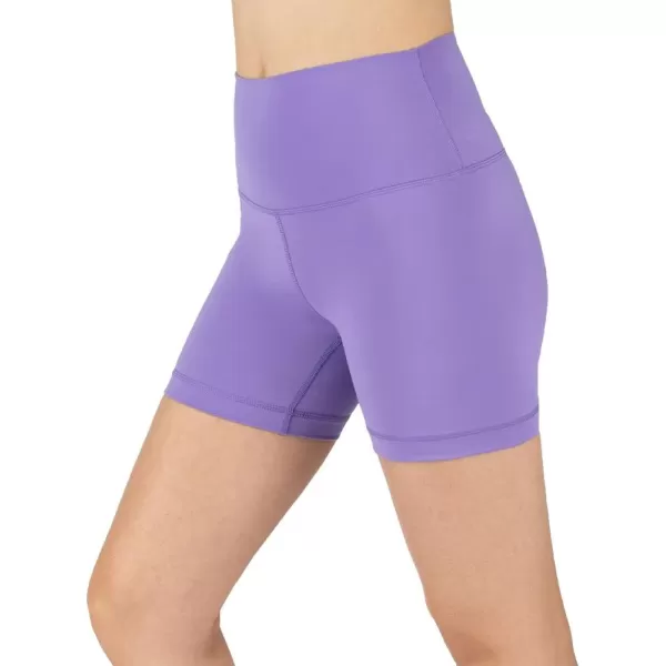 Yogalicious Lux High Waist Squat Proof Biker Short  2 Pack 5 7Purple HebeBlack 5 Elastic Free