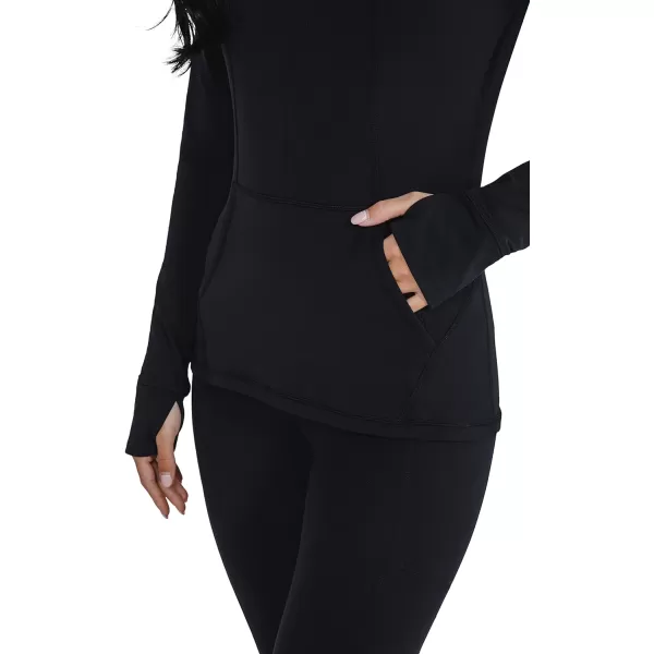 Yogalicious Nude Tech Half Zip Long Sleeve Jacket with Front PocketsBlack