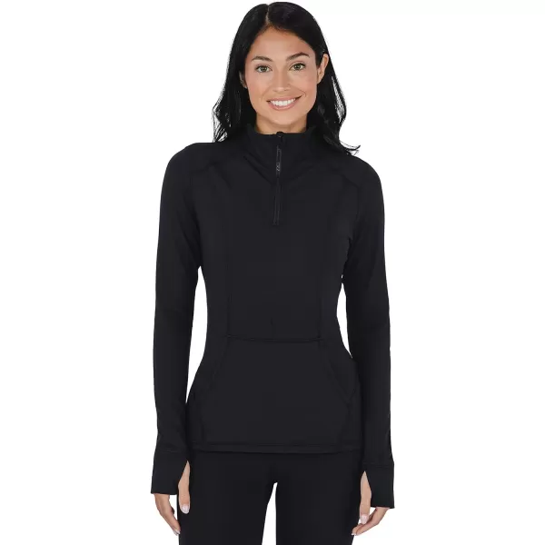 Yogalicious Nude Tech Half Zip Long Sleeve Jacket with Front PocketsBlack