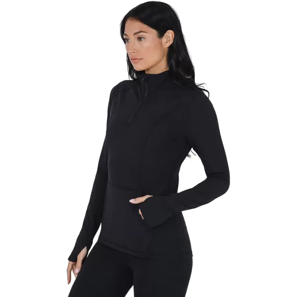 Yogalicious Nude Tech Half Zip Long Sleeve Jacket with Front PocketsBlack