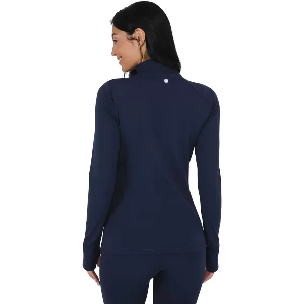 Yogalicious Nude Tech Half Zip Long Sleeve Jacket with Front PocketsDark Navy