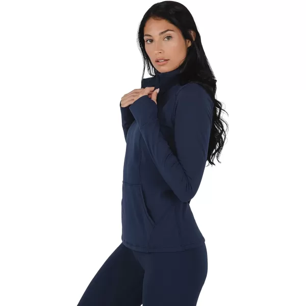 Yogalicious Nude Tech Half Zip Long Sleeve Jacket with Front PocketsDark Navy