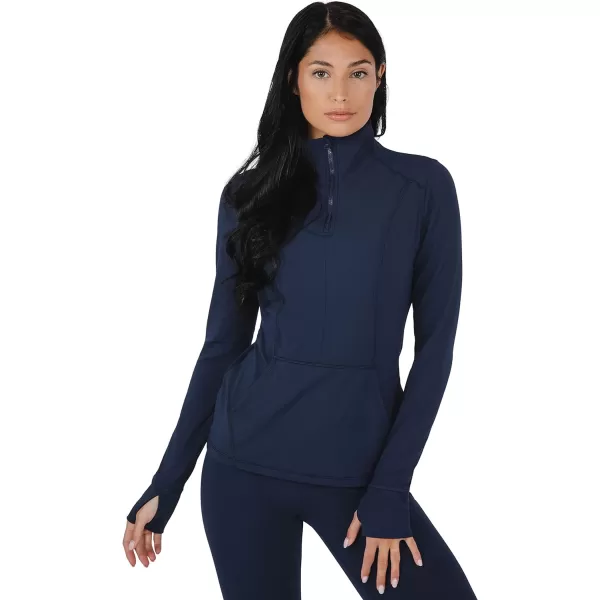 Yogalicious Nude Tech Half Zip Long Sleeve Jacket with Front PocketsDark Navy