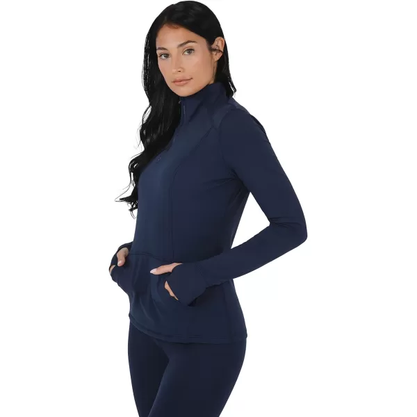 Yogalicious Nude Tech Half Zip Long Sleeve Jacket with Front PocketsDark Navy