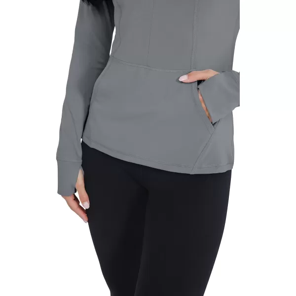 Yogalicious Nude Tech Half Zip Long Sleeve Jacket with Front PocketsMonument