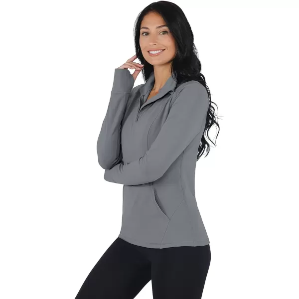 Yogalicious Nude Tech Half Zip Long Sleeve Jacket with Front PocketsMonument