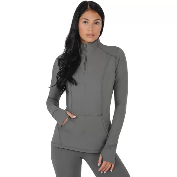 Yogalicious Nude Tech Half Zip Long Sleeve Jacket with Front PocketsMulled Basil