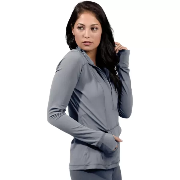 Yogalicious Nude Tech Half Zip Long Sleeve Jacket with Front PocketsSleet