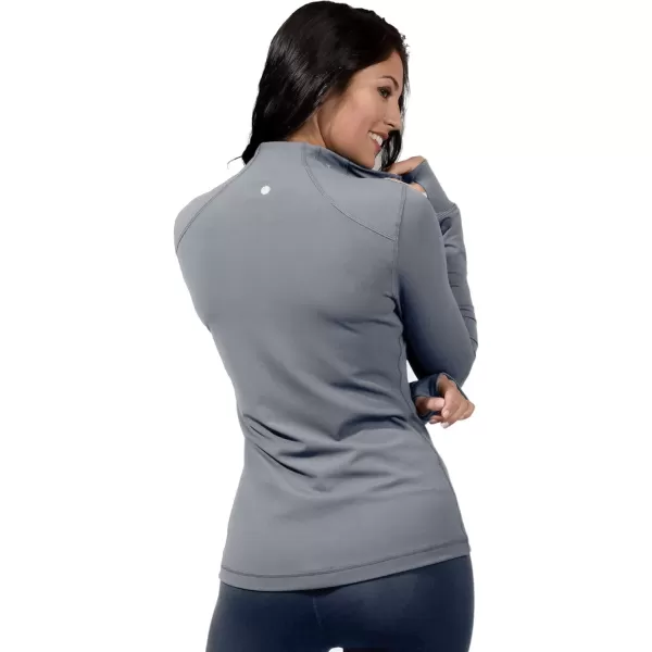 Yogalicious Nude Tech Half Zip Long Sleeve Jacket with Front PocketsSleet