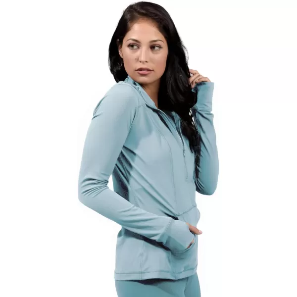 Yogalicious Nude Tech Half Zip Long Sleeve Jacket with Front PocketsSmoke Blue