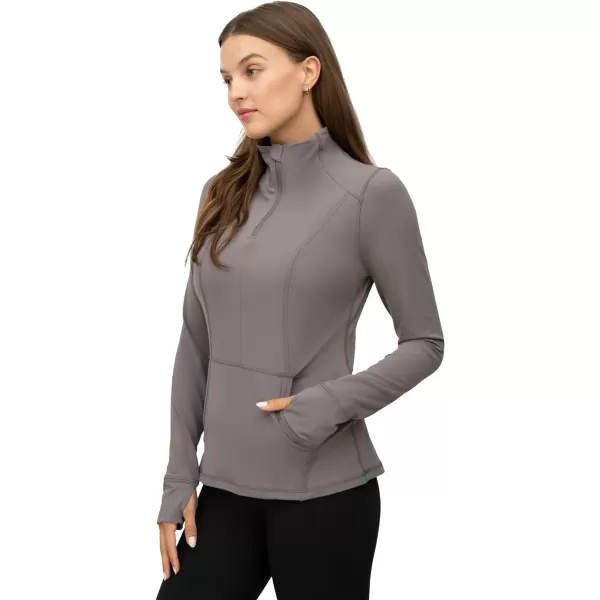 Yogalicious Nude Tech Half Zip Long Sleeve Jacket with Front PocketsSmoked Pearl