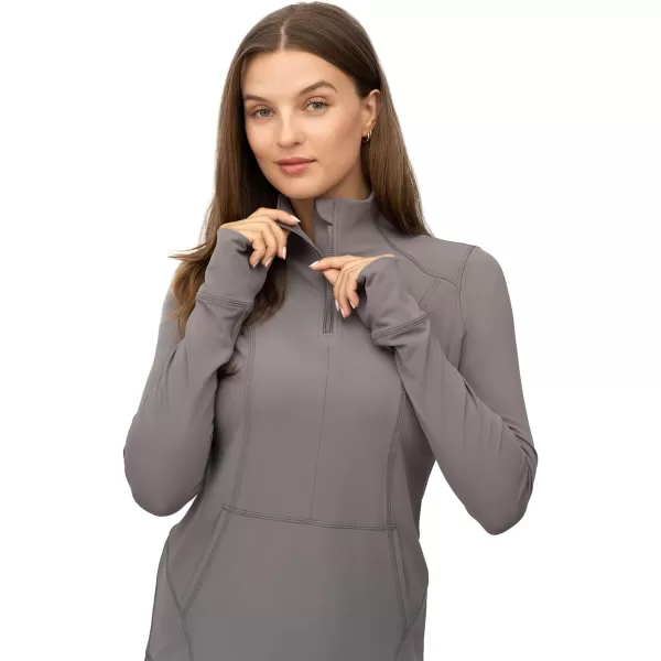 Yogalicious Nude Tech Half Zip Long Sleeve Jacket with Front PocketsSmoked Pearl