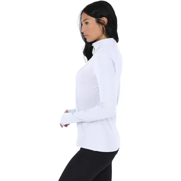 Yogalicious Nude Tech Half Zip Long Sleeve Jacket with Front PocketsWhite