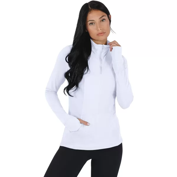 Yogalicious Nude Tech Half Zip Long Sleeve Jacket with Front PocketsWhite