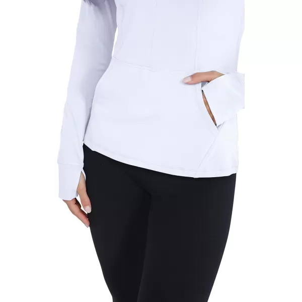 Yogalicious Nude Tech Half Zip Long Sleeve Jacket with Front PocketsWhite