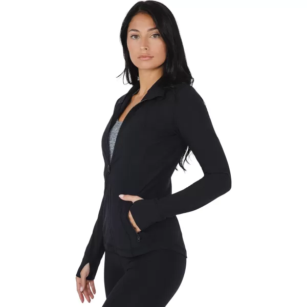 Yogalicious Womens Ultra Soft Lightweight Full Zip Yoga Jacket with PocketsBlack Nude Tech