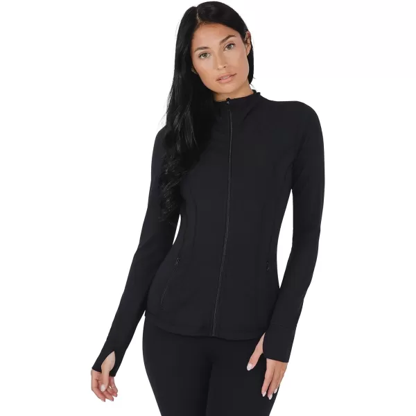 Yogalicious Womens Ultra Soft Lightweight Full Zip Yoga Jacket with PocketsBlack Nude Tech