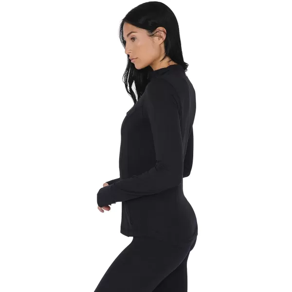 Yogalicious Womens Ultra Soft Lightweight Full Zip Yoga Jacket with PocketsBlack Nude Tech