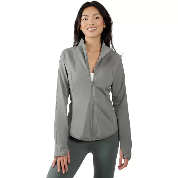 Yogalicious Womens Ultra Soft Lightweight Full Zip Yoga Jacket with PocketsBlossom Olive Lux